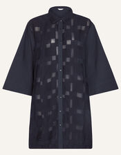 Geometric Jacquard Shirt, Blue (NAVY), large