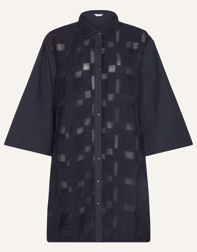 Geometric Jacquard Shirt, Blue (NAVY), large
