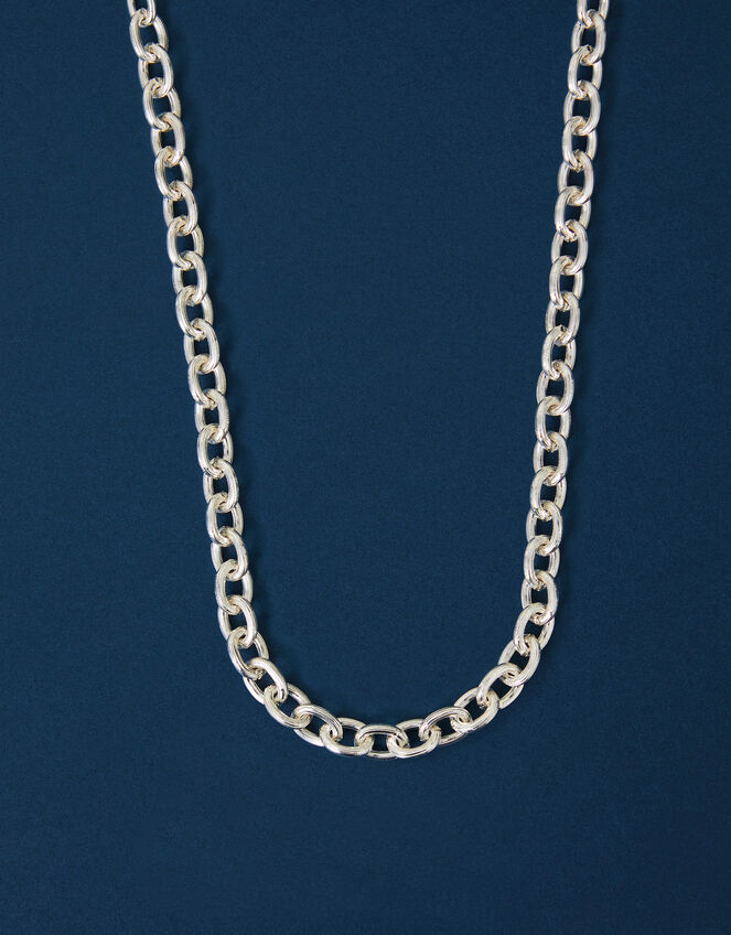 Sterling Silver-Plated Chunky Chain Necklace, , large