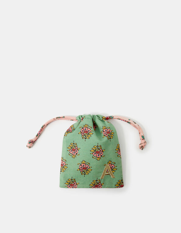 Initial Floral Print Drawstring Bag, Multi (PASTEL MULTI), large