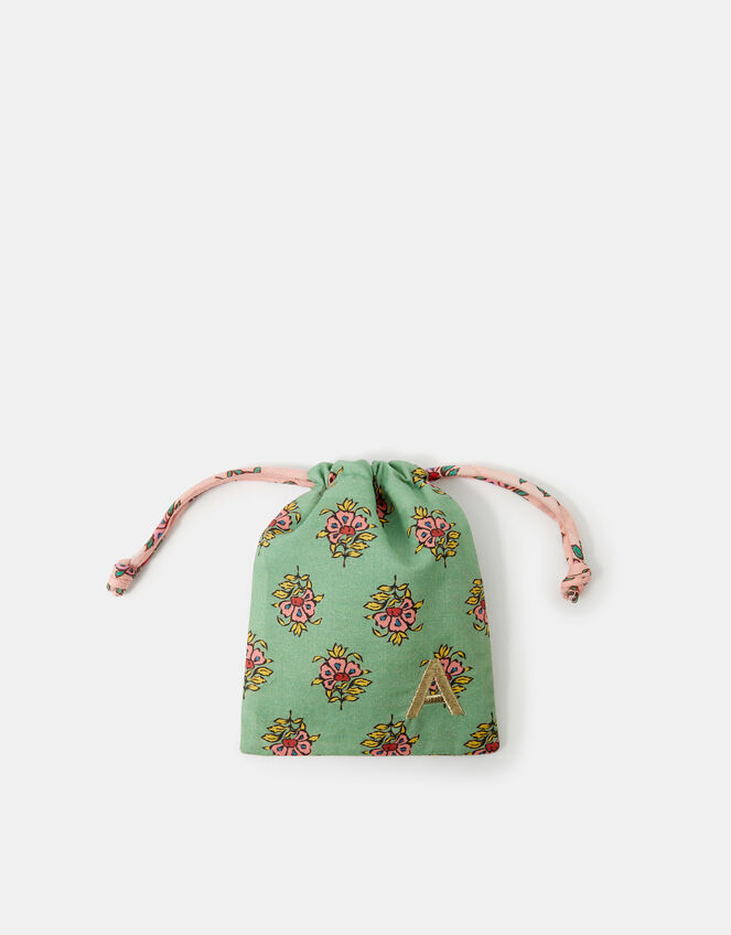 Initial Floral Print Drawstring Bag, Multi (PASTEL MULTI), large