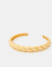 14ct Gold-Plated Twisted Wave Bangle, , large