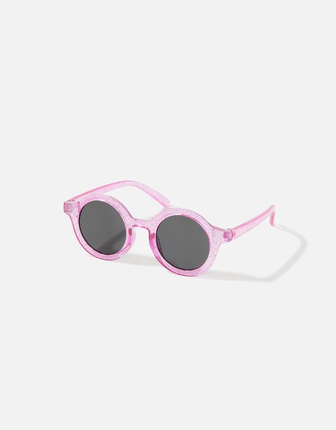 Girls Glitter Round Sunglasses, Pink (PINK), large