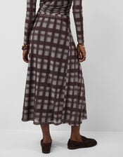 Check Print Mesh Midi Skirt, Multi (MULTI), large