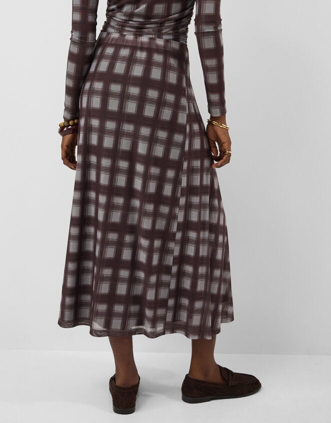 Check Print Mesh Midi Skirt, Multi (MULTI), large