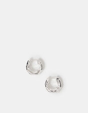Sterling Silver-Plated Chunky Molten Hoop Earrings, , large