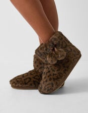 Fluffy Leopard Slipper Boots, Leopard (LEOPARD), large