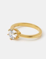 Stainless Steel Solitaire Ring, Gold (GOLD), large