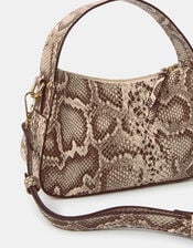 Mini Faux Snakeskin Handbag, , large