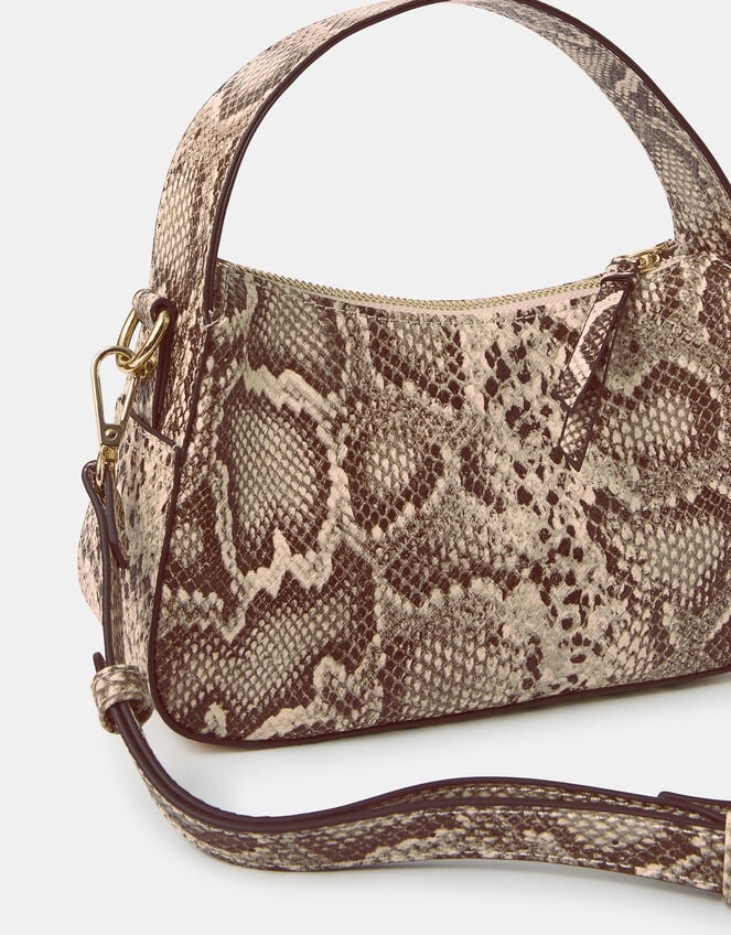 Mini Faux Snakeskin Handbag, , large