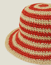Stripe Bucket Hat, Orange (ORANGE), large