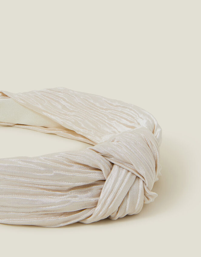 Pleated Knot Headband, Cream (CREAM), large