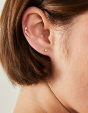 2-Pack 14ct Gold-Plated Surgical Steel Diamant&eacute; Flatback Earrings, , large