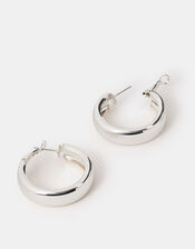 Chunky Hoop Earrings, Silver (SILVER), large