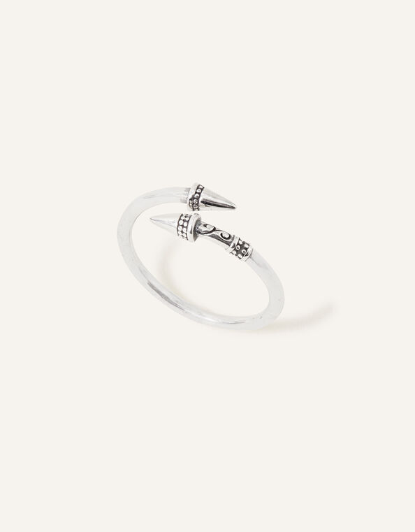 Recycled Sterling Silver Spiked Ring , Silver (ST SILVER), large