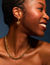 14ct Gold-Plated Heart Huggie Hoop Earrings, , large