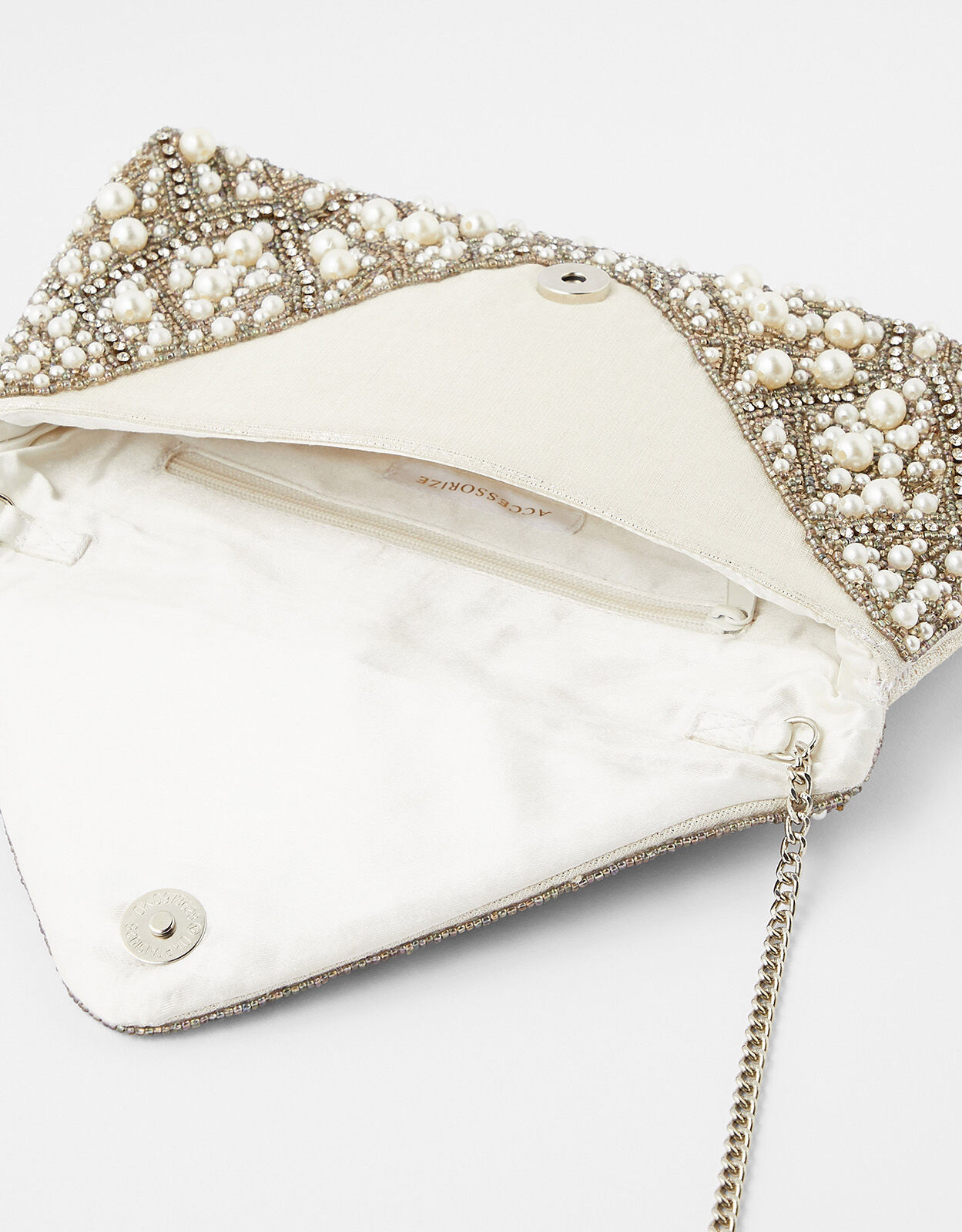 Pearl Bead and Sequin Envelope Clutch Bag
