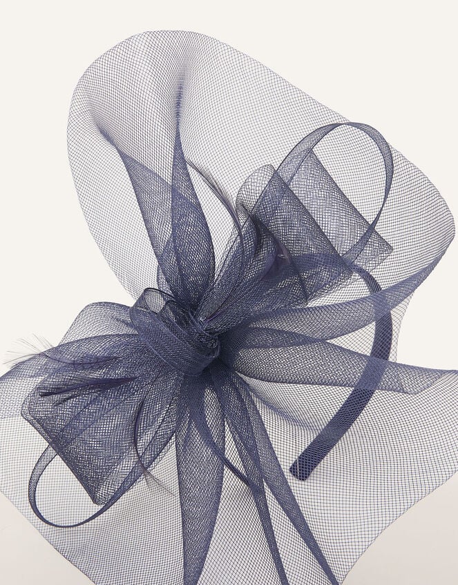 Mini Double Bow Crin Headband, Blue (NAVY), large