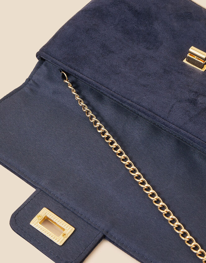 Suedette Flat Fold Clutch, Blue (NAVY), large