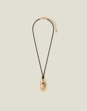 Hammered Teardrop Pendant Cord Necklace, , large