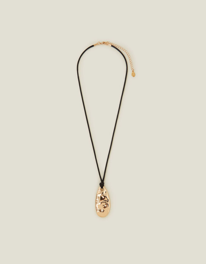 Hammered Teardrop Pendant Cord Necklace, , large