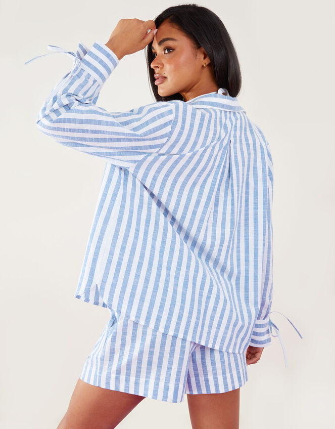 Stripe Co-ord Beach Shirt, Blue (LIGHT BLUE), large