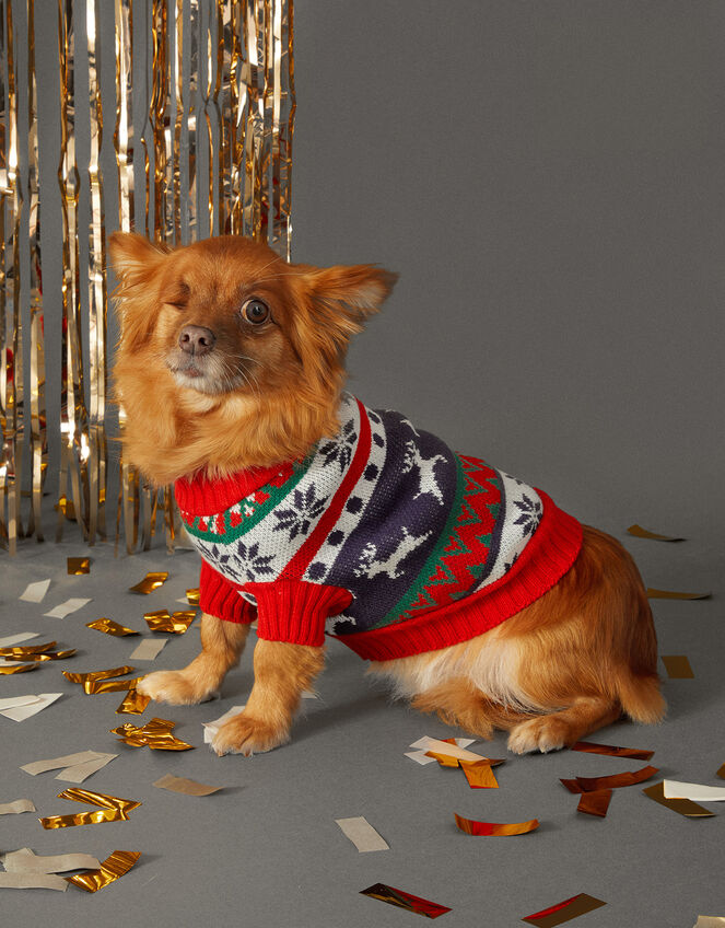 Christmas Fair Isle Dog Jumper, Multi (BRIGHTS-MULTI), large