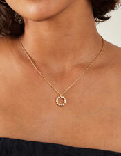 14ct Gold-Plated Flower Circle Pendant Necklace, , large