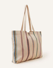 Stripe Canvas Shopper Bag, , large