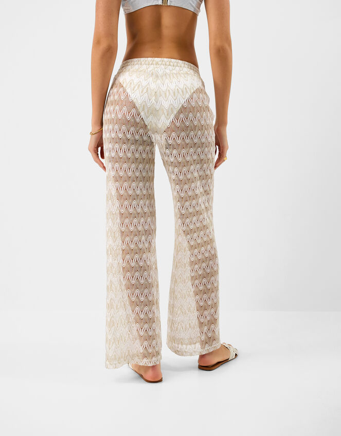 Crochet Wide Leg Beach Trousers, White (WHITE), large