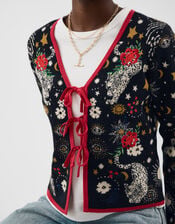 Celestial Tie Front Cardigan, Multi (MULTI), large