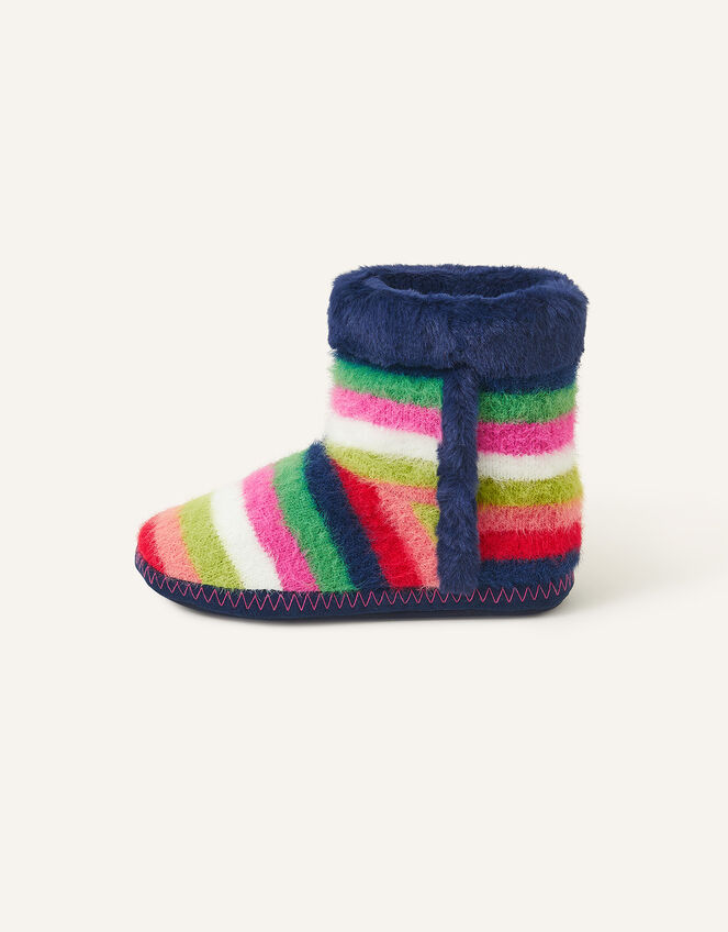 Faux Fur Stripe Slipper Boots, Multi (BRIGHTS-MULTI), large