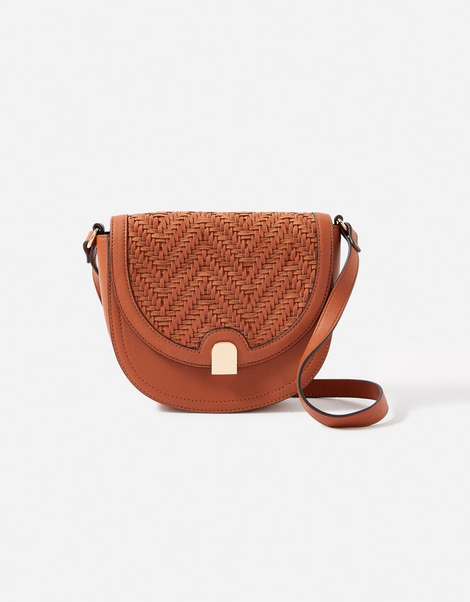 Weave Cross-Body Bag, Tan (TAN), large