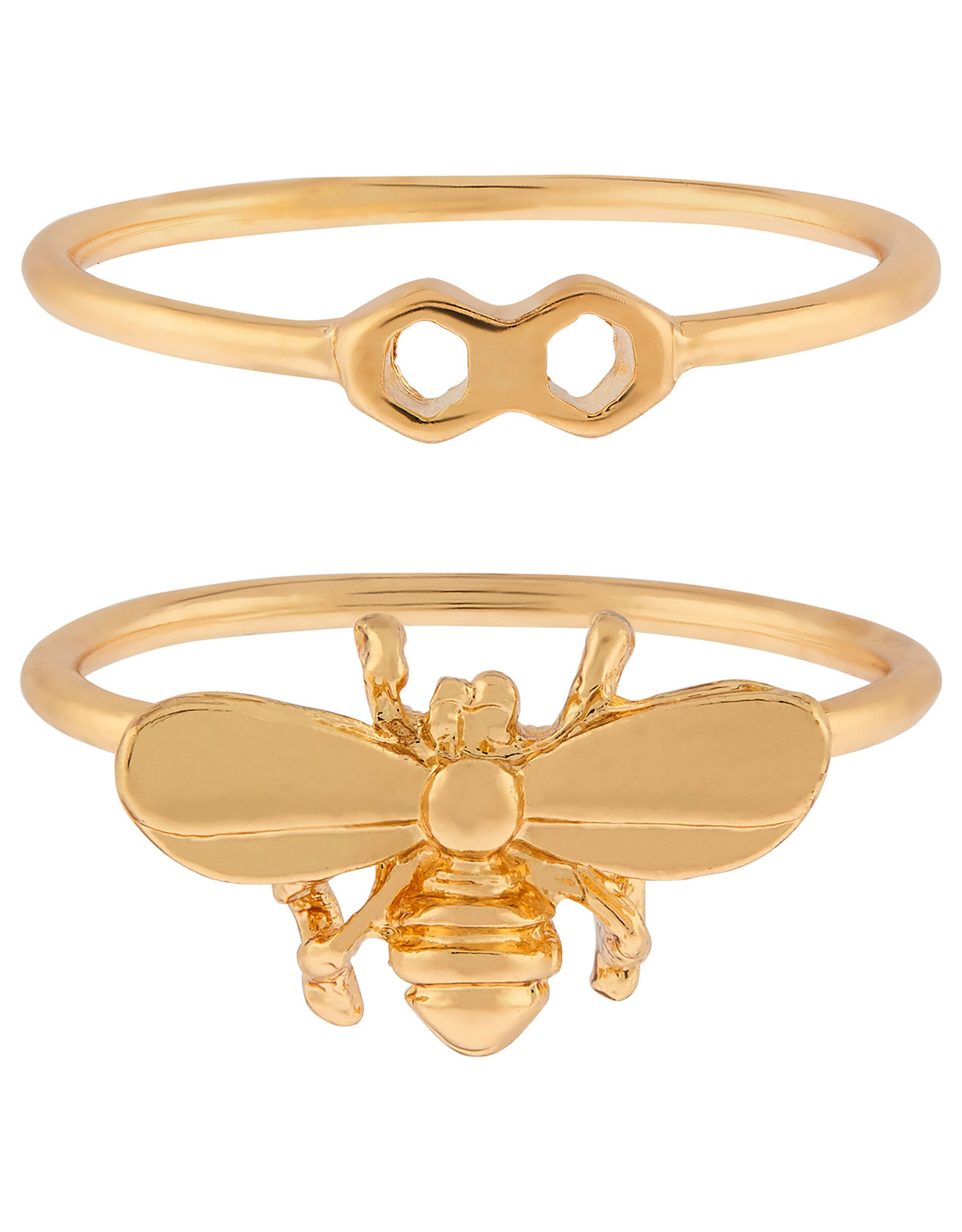 Bee Stacking Ring Set, Gold (GOLD), large