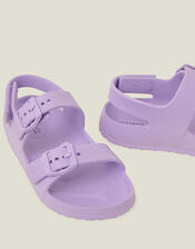 Girls Buckle Strap Sandals, Purple (LILAC), large