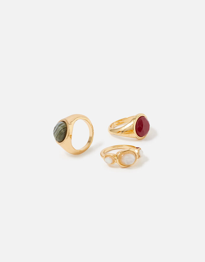 Berry Blush Stone Signet Ring Multipack, Red (BERRY), large