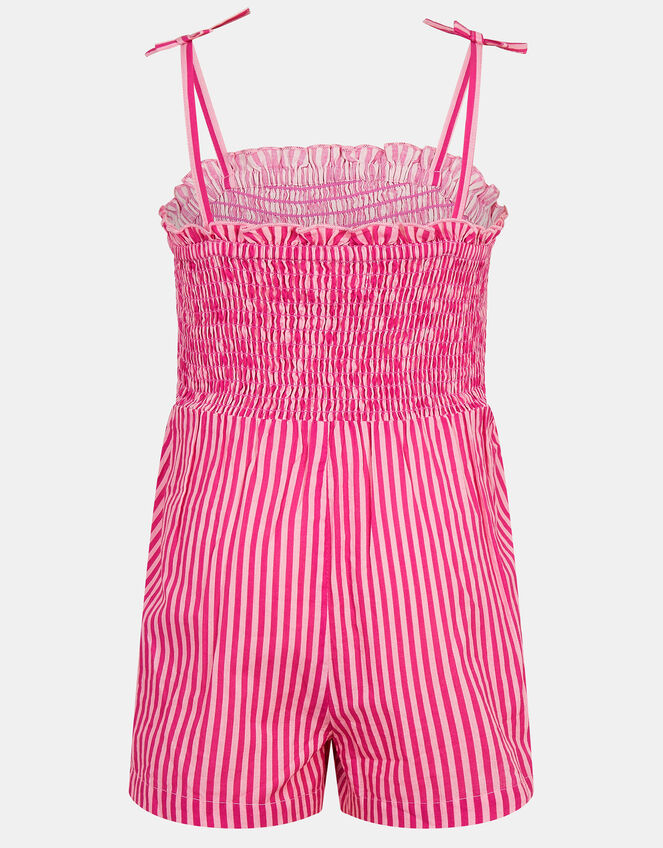 Girls Stripe Daisy Embroidered Playsuit, Pink (PINK), large