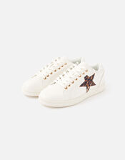 Leopard Star Trainers, White (WHITE), large
