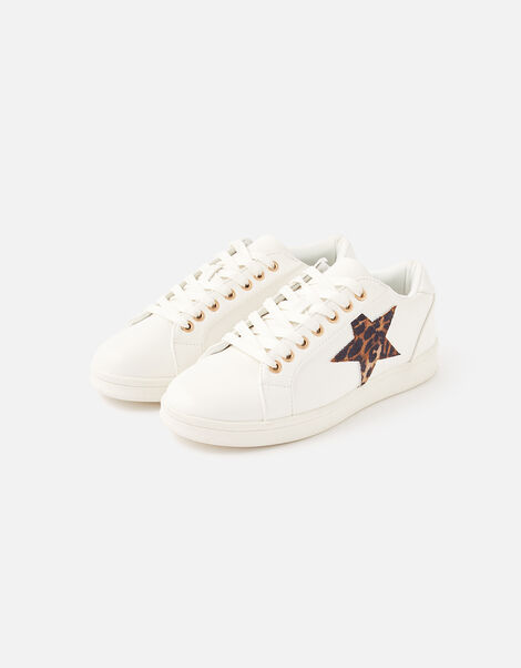 Leopard Star Trainers White, White (WHITE), large