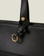 Smooth Faux Leather Tote Bag, Black (BLACK), large
