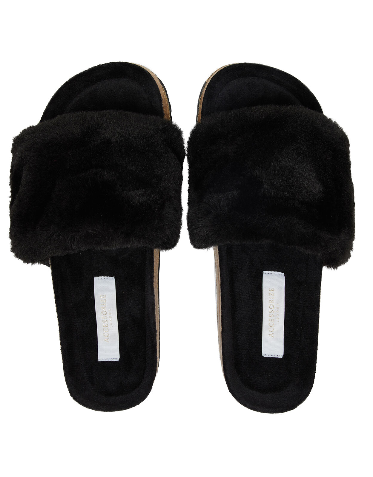 black fur sliders