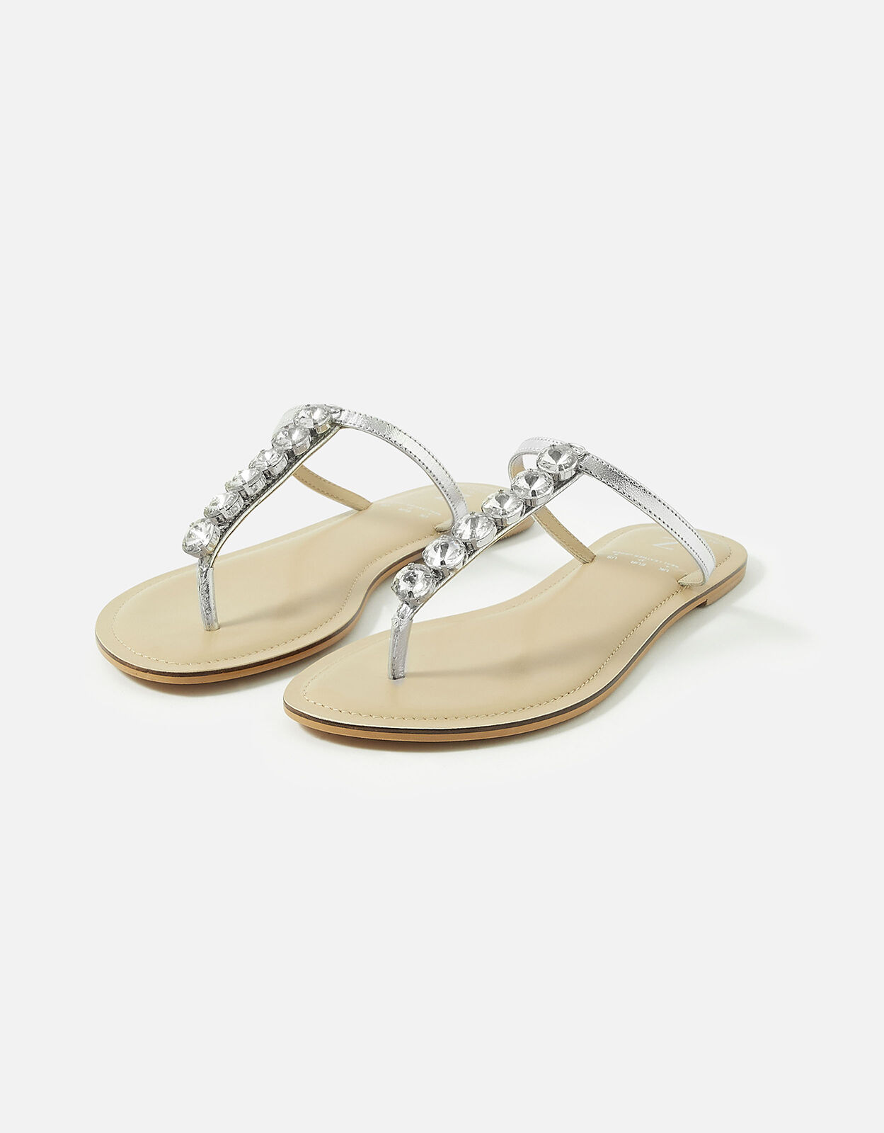 Gem Embellished Sandals Silver Sandals Flip Flops Accessorize UK
