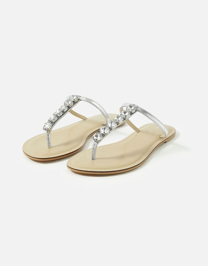 Gem Embellished Sandals, Silver (SILVER), large