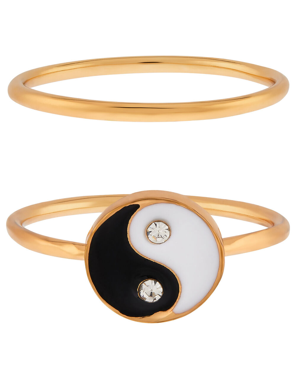 Yin and Yang Stacking Ring Set Black Stacked rings Accessorize UK