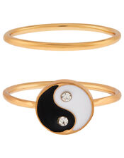 Yin and Yang Stacking Ring Set, Black (BLACK), large