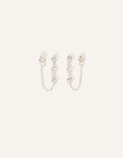 Sterling Silver Sparkle Chain Earrings , , large