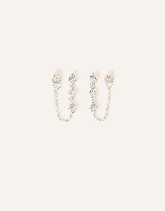 Sterling Silver Sparkle Chain Earrings , , large