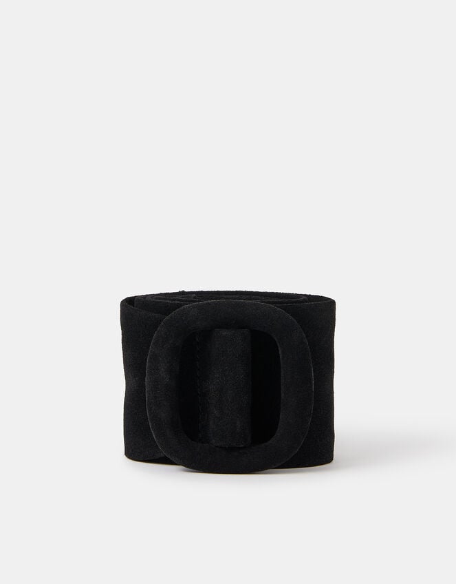 Suede Wide Waist Belt, Black (BLACK), large