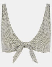 Geometric Textured Tie Bikini Top, Green (KHAKI), large