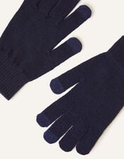Super Stretch Touch Screen Gloves, Blue (NAVY), large